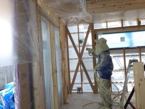 断熱吹付工事状況